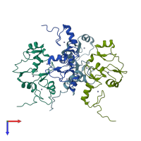 PDB entry 5lpi coloured by chain, top view.