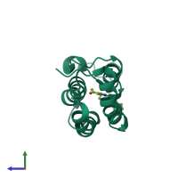 PDB entry 5lpj coloured by chain, side view.