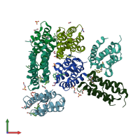 PDB entry 5lpk coloured by chain, front view.