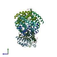 PDB entry 5lpk coloured by chain, side view.