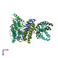 PDB entry 5lpk coloured by chain, top view.