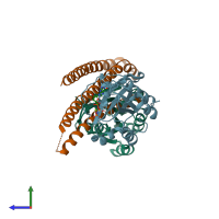 PDB entry 5lpn coloured by chain, side view.