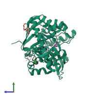 PDB entry 5lpo coloured by chain, side view.