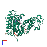 PDB entry 5lpo coloured by chain, top view.