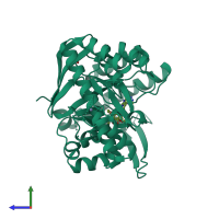 PDB entry 5lps coloured by chain, side view.