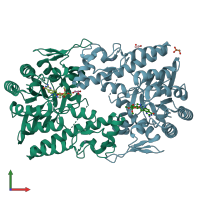 PDB entry 5lpt coloured by chain, front view.