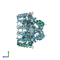 PDB entry 5lpt coloured by chain, side view.