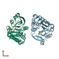 PDB entry 5lqu coloured by chain, front view.