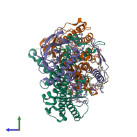 PDB entry 5lri coloured by chain, side view.