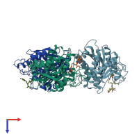 PDB entry 5lrk coloured by chain, top view.