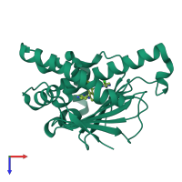 PDB entry 5lrl coloured by chain, top view.