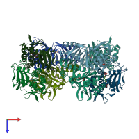 PDB entry 5lrr coloured by chain, top view.