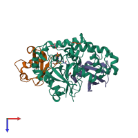 PDB entry 5lrv coloured by chain, top view.