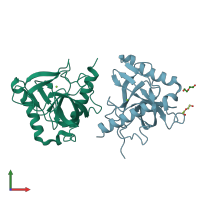 PDB entry 5ls0 coloured by chain, front view.