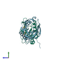 PDB entry 5ls0 coloured by chain, side view.