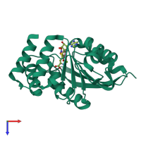 PDB entry 5lsa coloured by chain, top view.