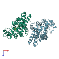 PDB entry 5lsg coloured by chain, top view.