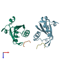 PDB entry 5lso coloured by chain, top view.