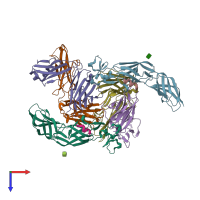 PDB entry 5lsp coloured by chain, top view.