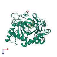 PDB entry 5lsq coloured by chain, top view.