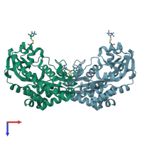 PDB entry 5ltc coloured by chain, top view.