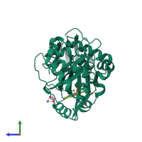 PDB entry 5lte coloured by chain, side view.