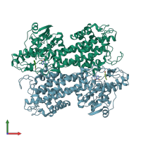 PDB entry 5ltm coloured by chain, front view.