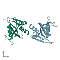 PDB entry 5ltu coloured by chain, front view.