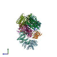 PDB entry 5ltw coloured by chain, side view.