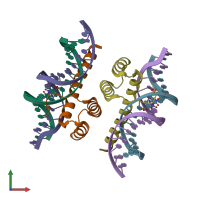 PDB entry 5lty coloured by chain, front view.