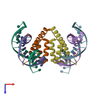 PDB entry 5lty coloured by chain, top view.