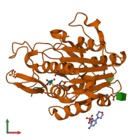 PDB entry 5lu9 coloured by chain, front view.