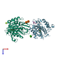 PDB entry 5lua coloured by chain, top view.