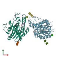 PDB entry 5lub coloured by chain, front view.