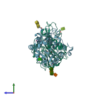 PDB entry 5lub coloured by chain, side view.
