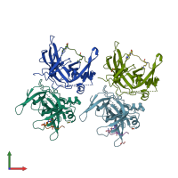 PDB entry 5lug coloured by chain, front view.