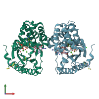 PDB entry 5luh coloured by chain, front view.