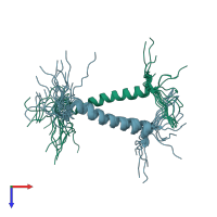 PDB entry 5lv6 coloured by chain, ensemble of 20 models, top view.