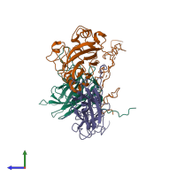 PDB entry 5lvc coloured by chain, side view.