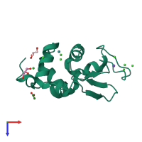 PDB entry 5lvh coloured by chain, top view.