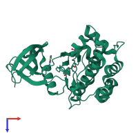 PDB entry 5lvm coloured by chain, top view.