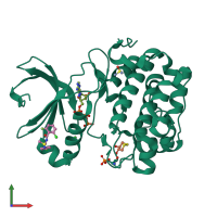 PDB entry 5lvo coloured by chain, front view.