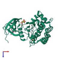PDB entry 5lvo coloured by chain, top view.