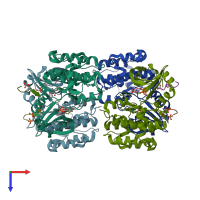 PDB entry 5lvp coloured by chain, top view.