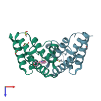 PDB entry 5lvq coloured by chain, top view.