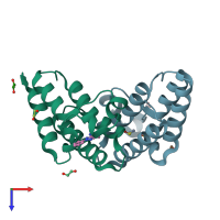 PDB entry 5lvr coloured by chain, top view.