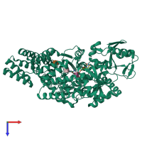 PDB entry 5lvv coloured by chain, top view.