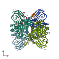 PDB entry 5lvx coloured by chain, front view.