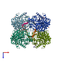 PDB entry 5lvx coloured by chain, top view.