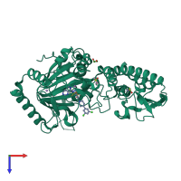 PDB entry 5lw9 coloured by chain, top view.